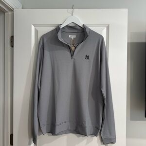 Peter Millar NY Yankees Embroidered Gray performance quarter zip